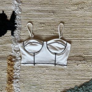 White crop top with black detailing